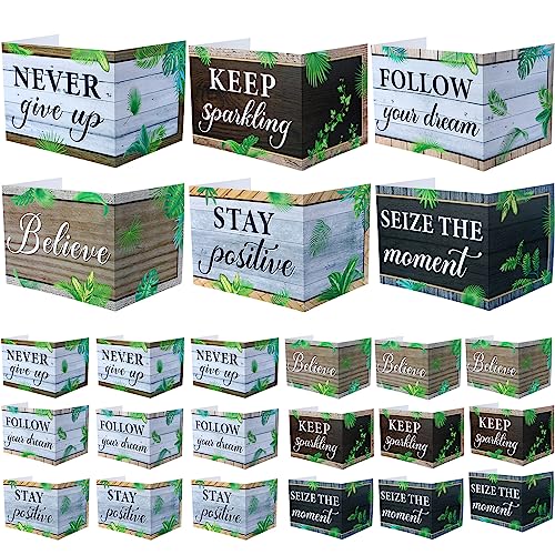 Honoson 24 Pcs Inspirational Privacy Folders for Students | Cardboard Desk Shields with Motivational Words, 6 Designs for Classroom Study, Tri-fold Exam Dividers, Bulk Test Boards - style: Leaves