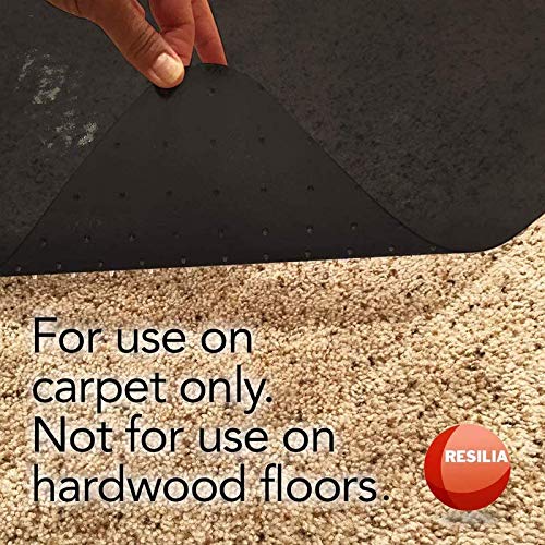RESILIA Office Desk Chair Mat with Lip - for Low Pile Carpet (with Grippers) Black, 45 Inches x 53 Inches, Made in The USA - color: Black, size: 45" x 53" with lip