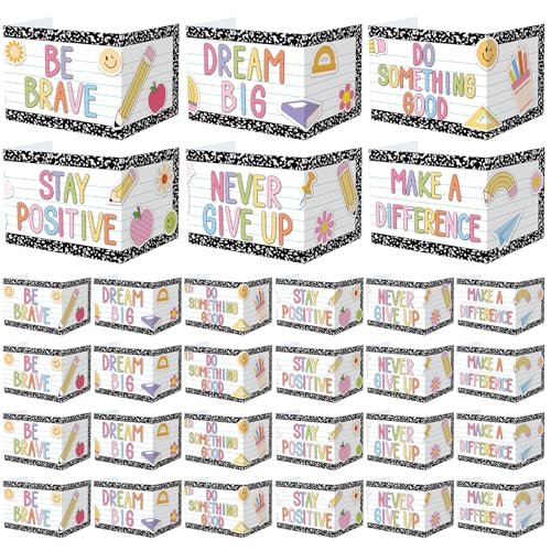 Honoson 24 Pcs Inspirational Privacy Folders for Students | Cardboard Desk Shields with Motivational Words, 6 Designs for Classroom Study, Tri-fold Exam Dividers, Bulk Test Boards - style: Composition