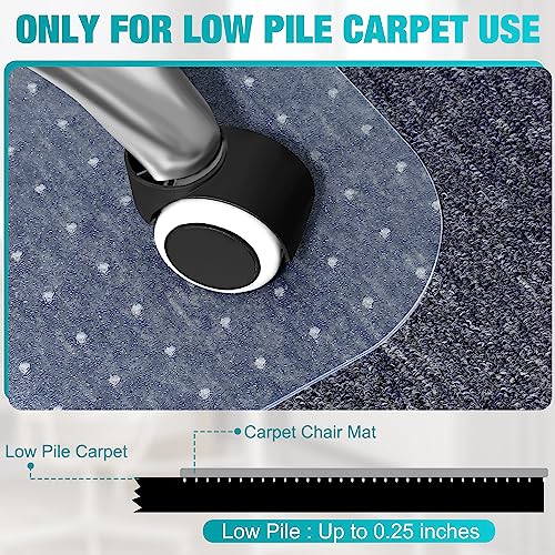 Office Chair Mat for Carpeted Floors, 46'' x 72'' Large Desk Chair Mat for Low Carpets, Premium Quality Hard Carpet Protector for Work, Home, Gaming, Easy Glide and Flat Without Curling - size: 46" X 72" Rectangle