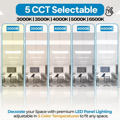30 Pack 2x4 LED Flat Panel Light for Drop Ceiling, 9360lm Selectable 30W/40W/50W/60W/72W, Color Temperature 3000K/3500K/4000K/5000K/6500K, 0-10V Dimmable, 120-277V, ETL - size: 30 Pack - 2x4 FT
