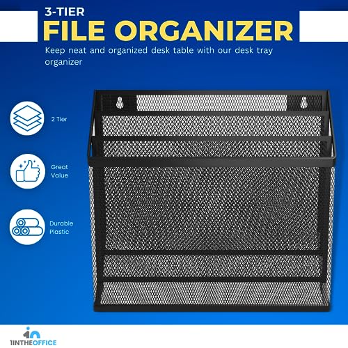 1InTheOffice 3 Tiers File Folder Organizer, Desk Sorter, Black Mesh