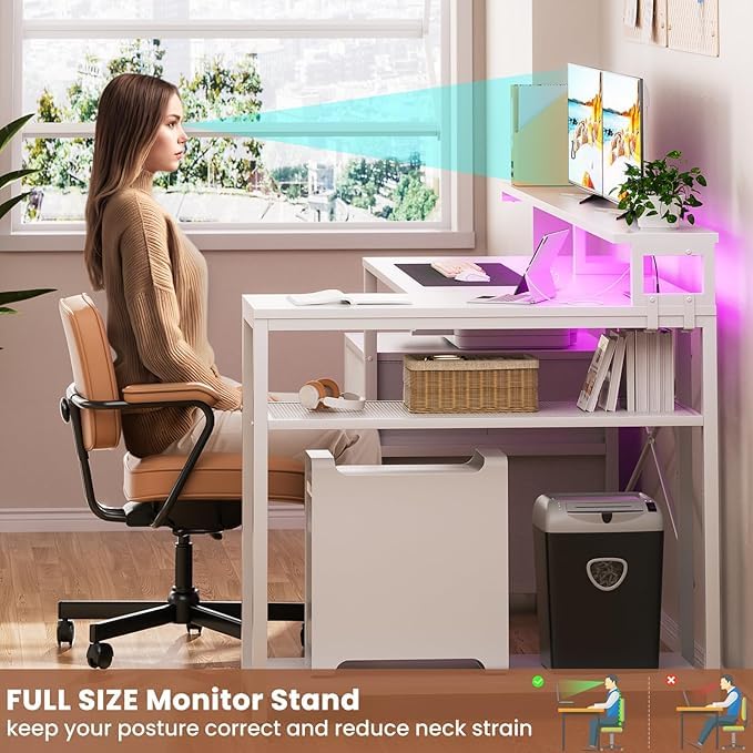 Aheaplus L Shaped Desk with File Drawer, Reversible L Shaped Gaming Desk - color: White
