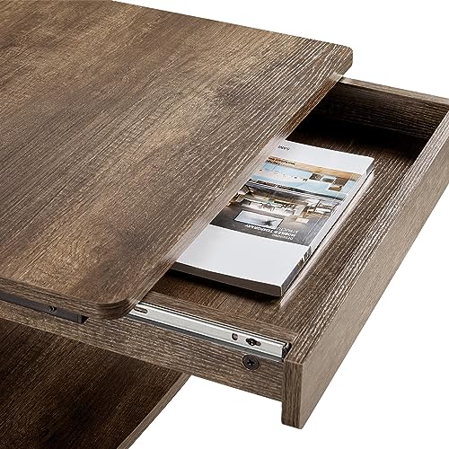 Yaheetech Tiny Mobile Computer Desk,3-Tier Rolling Cart Drawer,Taupe Wood - color: Taupe Wood