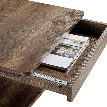 Yaheetech Tiny Mobile Computer Desk,3-Tier Rolling Cart Drawer,Taupe Wood - color: Taupe Wood