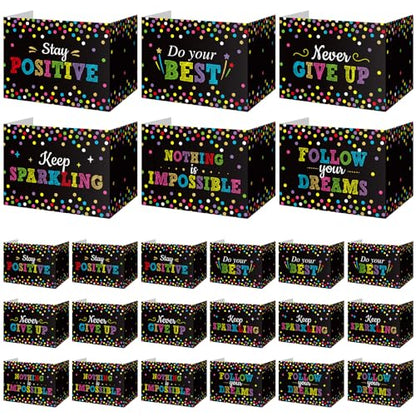 Honoson 24 Pcs Inspirational Privacy Folders for Students | Cardboard Desk Shields with Motivational Words, 6 Designs for Classroom Study, Tri-fold Exam Dividers, Bulk Test Boards - style: Polka Dots