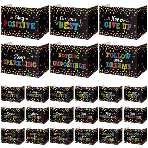 Honoson 24 Pcs Inspirational Privacy Folders for Students | Cardboard Desk Shields with Motivational Words, 6 Designs for Classroom Study, Tri-fold Exam Dividers, Bulk Test Boards - style: Polka Dots