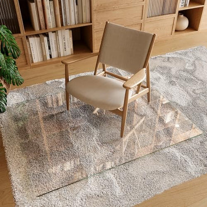 Koonmi Tempered Glass Chair Mat 36"x48" - Premium Office Chair Mat for Hardwood Floors & Low-Pile Carpet with 4 Non-Slip Pads - Thick Scratch-Resistant Surface - size: 36*48