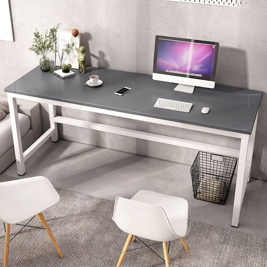 LAKIQ Rectangular Home Office Computer Desk, Manufactured Wood Top Narrow Writing Desk, Small Narrow Computer Table Workstation with Crossbeam, Without Chairs (White-Gray, 70.9" L x 23.6" W x 29" H) - color: White-gray, size: 70.9"L x 23.6"W x 29"H