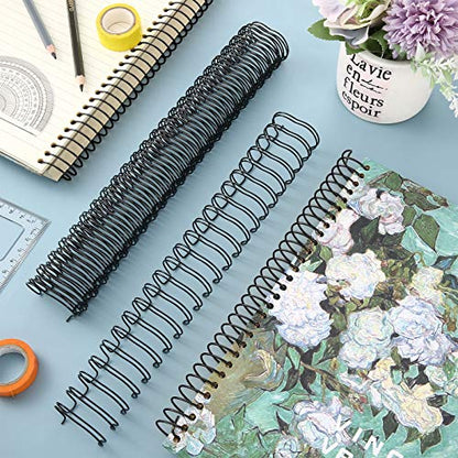 Zonon 6 Pieces Binding Wire Twin Loop Spines Double Loop Binding Wire 1 Inch Cinch Diameter 23 Holes for Teacher Student Document Notebook Making(Black) - color: Black