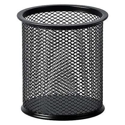Amazon Basics Wire Mesh Pen Holder, Pencil Cup Desk Organizer for Stationery, Scissors, Office Caddy Storage, 3.7" x 3.3", Black - style: Wire Mesh Pen Cup