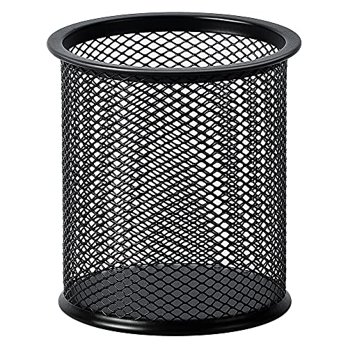 Amazon Basics Wire Mesh Pen Holder, Pencil Cup Desk Organizer for Stationery, Scissors, Office Caddy Storage, 3.7" x 3.3", Black - style: Wire Mesh Pen Cup