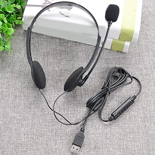 USB Computer Headset, PC Headphone with Clear Chat Microphone, Lightweight On-Ear Wired Headset for Business, Skype, Webinars, Online Education, Call Center (Color:900, Black)