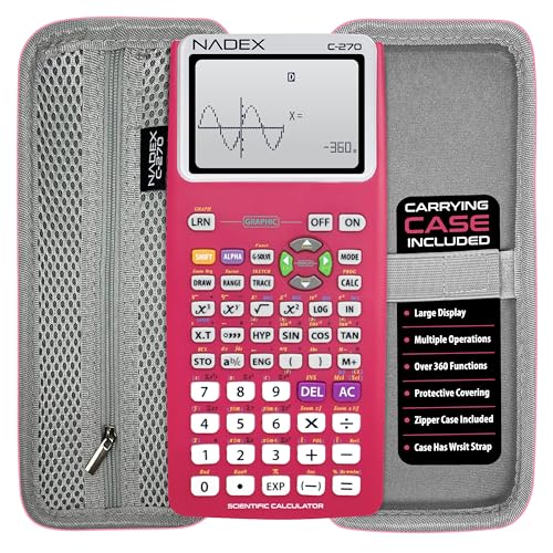 Scientific Calculator with Graphing, Includes Carrying Case, for College and High School Students, Calculus, Algebra, Geometry, Trigonometry, Statistics, Physics, Chemistry, Pink - color: Pink