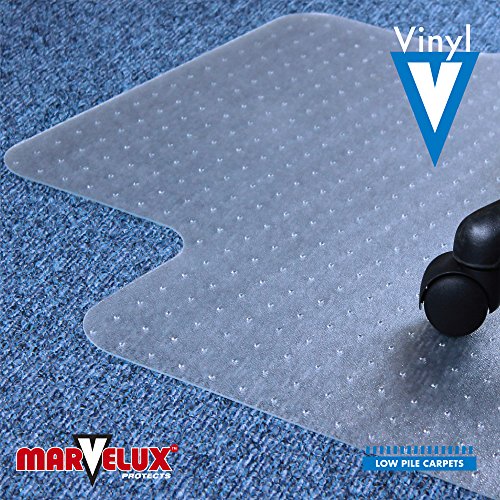 Marvelux Office Chair Mat for Low Pile Carpets 35.5" x 47", Clear Protector Mat for Chairs Under Desks, Rectangular with Lip, PVC Carpeted Floor Mat for Computer Desk Chair - size: Carpet - 35.5" x 47"