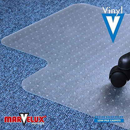 Marvelux Office Chair Mat for Low Pile Carpets 35.5" x 47", Clear Protector Mat for Chairs Under Desks, Rectangular with Lip, PVC Carpeted Floor Mat for Computer Desk Chair - size: Carpet - 35.5" x 47"