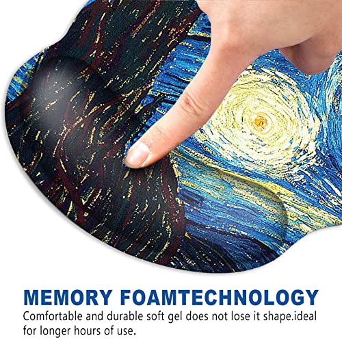 ToLuLu Mouse Pad Wrist Rest Support Gel, Ergonomic Mouse Pads with Non Slip PU Base, Mouse Wrist Rest Pad for Laptop Computer Home Office Working Gaming Pain Relief, Van Gogh Starry Night - color: Beautiful Night