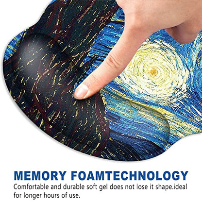 ToLuLu Mouse Pad Wrist Rest Support Gel, Ergonomic Mouse Pads with Non Slip PU Base, Mouse Wrist Rest Pad for Laptop Computer Home Office Working Gaming Pain Relief, Van Gogh Starry Night - color: Beautiful Night