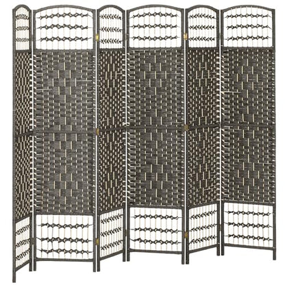 HOMCOM 6 Panel Room Divider, Folding Privacy Screen, 5.6', Dark Gray | Room Separator, Wave Fiber Freestanding Partition Wall Divider - color: Dark Gray, size: 6 Panel