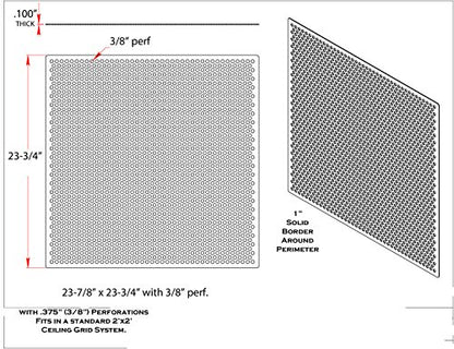 2'x2' White Plastic Perforated Tile with 3/8" Holes (2-Pack)