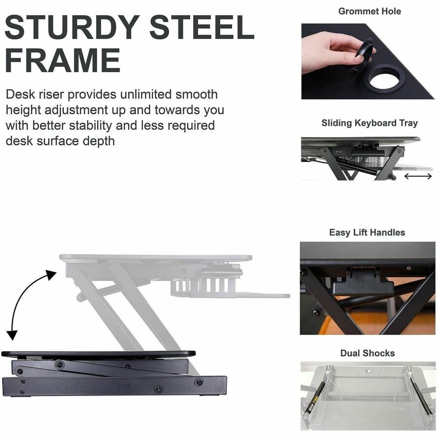 Lorell Adjustable Desk/Monitor Riser, Black - color: White