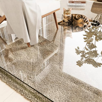Tempered Glass Chair Mat for Carpet 46"x36", Floor Protector | Ultra Clear Office Chair Mat for Hardwood Floors & Carpets, Heavy Duty 0.2" Scratch-Resistant Surface with Non-Slip Pads - size: 46"x36"