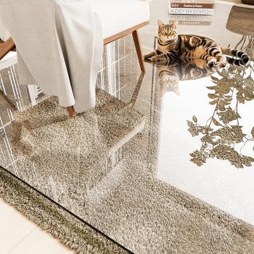 Tempered Glass Chair Mat for Carpet 46"x36", Floor Protector | Ultra Clear Office Chair Mat for Hardwood Floors & Carpets, Heavy Duty 0.2" Scratch-Resistant Surface with Non-Slip Pads - size: 46"x36"