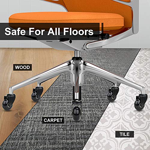 8T8 Replacement Chair Caster Wheels 2'', Heavy Duty Wheels with Plug-in Stem 7/16''X7/8'',Quiet & Smooth Rolling, No Chair Mat Needed, Safe for Hardwood Carpet Tile Floors,Set of 5 (Black, 2 inch) - color: Black