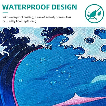Hopipad Japanese Style Waves Large Gaming Mouse Pad for Desk, Desk Mat with Seamed Edges, Waterproof Desk Pad, Non-Slip Rubber Base, 31.5x11.8 Inch Keyboard Pad Computer Mat, Big XL Mousepad - color: Japanese Sea Wave