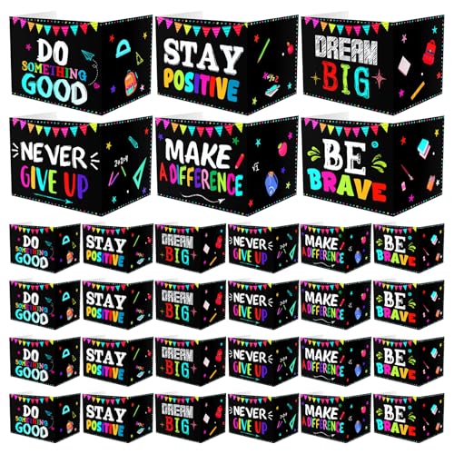 Honoson 24 Pcs Inspirational Privacy Folders for Students | Cardboard Desk Shields with Motivational Words, 6 Designs for Classroom Study, Tri-fold Exam Dividers, Bulk Test Boards - style: Chalkboard