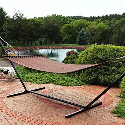 Sunnydaze 75" x 55" Bed, Heavy-Duty Double Rope Hammock for Outside, Mocha - color: Mocha