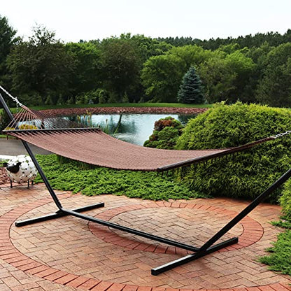Sunnydaze 75" x 55" Bed, Heavy-Duty Double Rope Hammock for Outside, Mocha - color: Mocha