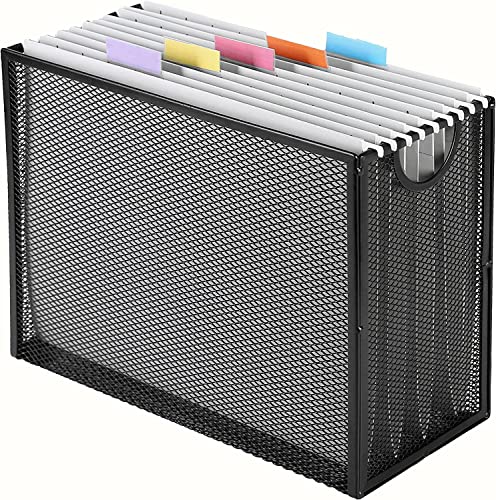 Sinboun Hanging File Organizer Includes 5 Hanging Folders for Office, Black - color: Includes 5 Grey Folders