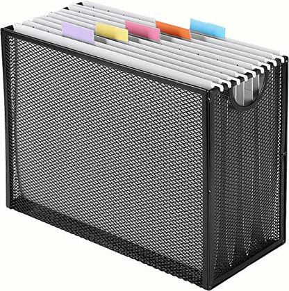 Sinboun Hanging File Organizer Includes 5 Hanging Folders for Office, Black - color: Includes 5 Grey Folders