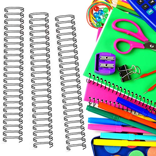 Zonon 6 Pieces Binding Wire Twin Loop Spines Double Loop Binding Wire 1 Inch Cinch Diameter 23 Holes for Teacher Student Document Notebook Making(Black) - color: Black