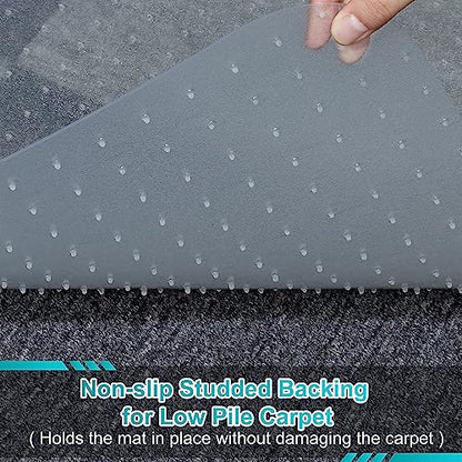 BesWin Office Chair Mat for Carpeted Floors, 46'' x 72'' Large Desk Chair Mat for Low Carpets, Premium Quality Hard Carpet Protector for Work, Home, Gaming, Easy Glide and Flat Without Curling - size: 46" X 72" Rectangle