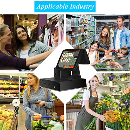 A3 Touch Cash Register for Small Businesses with MSJ POS-Software+Thermal Receipts Printer+Cash Drawer+BarcodeScanner - color: SET04