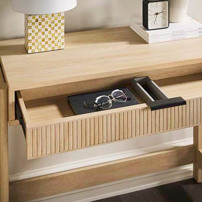 Walker Edison Transitional Office Design, Reeded Drawer Front Detail, Writing Desk with Drawer, Spacious Desktop, Complementary in Living Spaces, 38 Inch, Coastal Oak - color: Coastal Oak